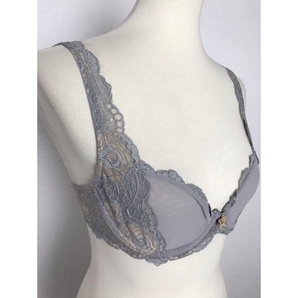 Victoria's Secret Lingerie Bra Floral Lace Underwire Semi Sheer - Picture 3 of 9